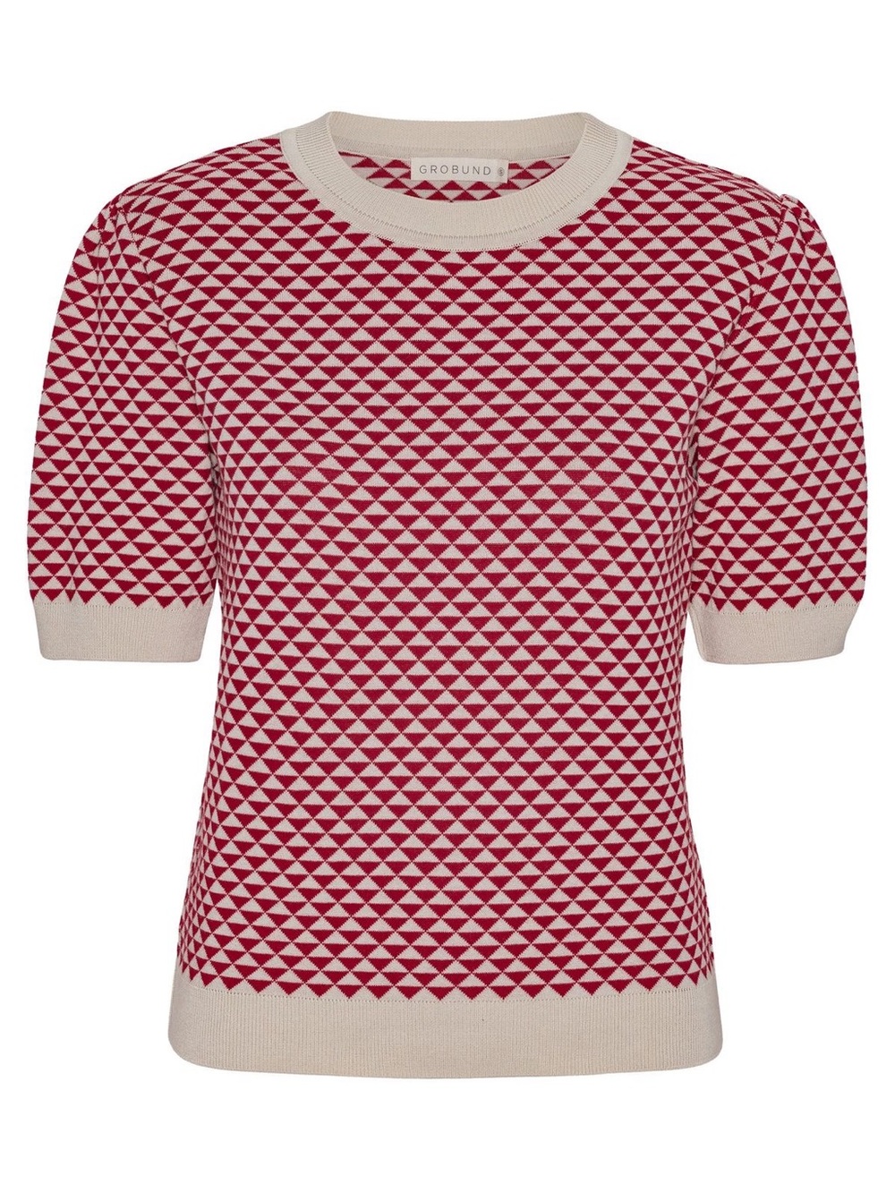 Grobund Alva Sweater Tee in red and cream size medium
